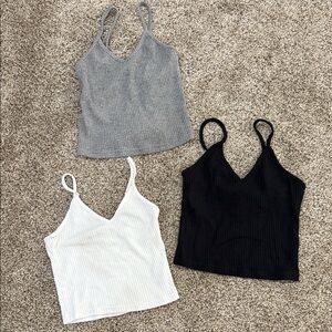Topshop Women's Ribbed Tank Top Set - Gray, White, and Black